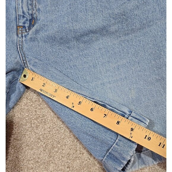 St. John's Bay Vtg Denim Shorts Cotton High Rise Elastic Waist Long Pleated Sz L - Picture 4 of 13